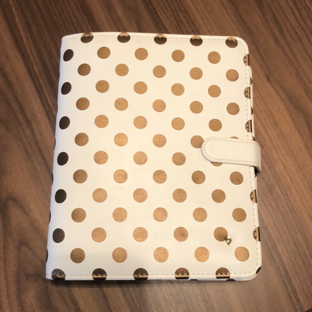 Franklin Planner Leather Gold Dots Binder